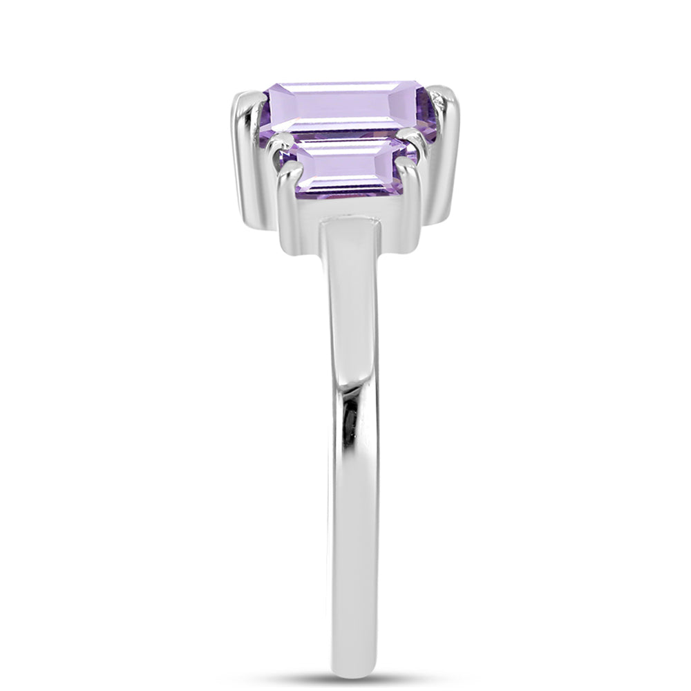 Silberring mit Rose De France Amethyst und weißem Topas