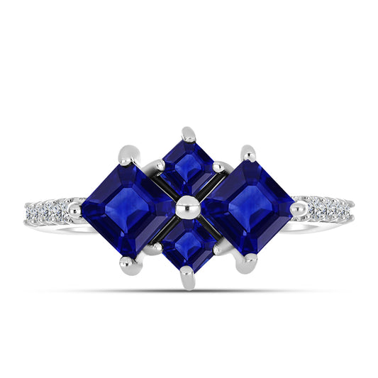 Silberring mit australischem blauem Saphir und weißem Topas