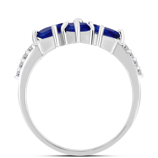 Silberring mit australischem blauem Saphir und weißem Topas