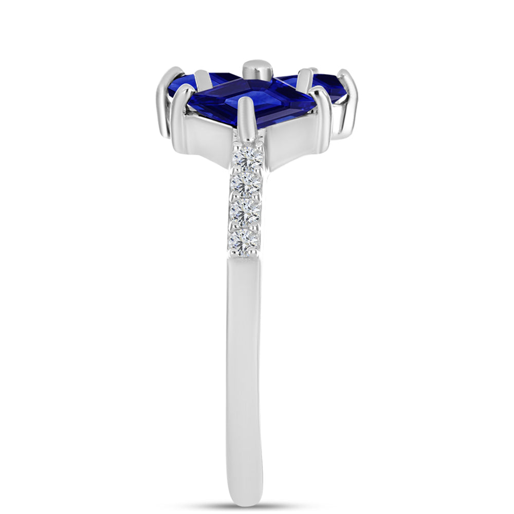Silberring mit australischem blauem Saphir und weißem Topas