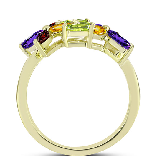 Goldplattierter Silberring mit marokkanischem Amethyst und Zitrin aus dem Ural