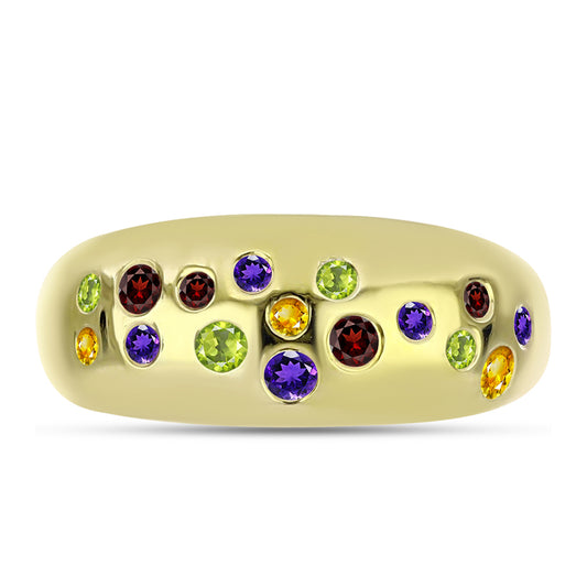 Goldplattierter Silberring mit marokkanischem Amethyst und Zitrin aus dem Ural