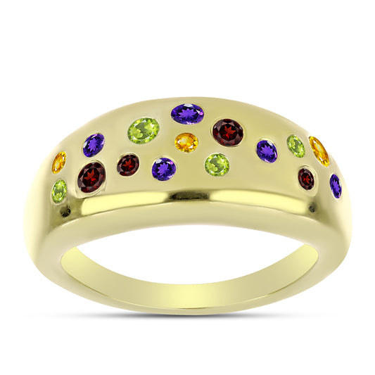 Goldplattierter Silberring mit marokkanischem Amethyst und Zitrin aus dem Ural