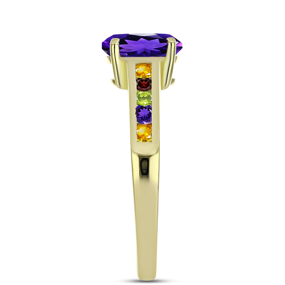 Goldplattierter Silberring mit marokkanischem Amethyst