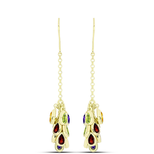 Goldplattierte Silberohrringe mit marokkanischem Amethyst und Zitrin aus dem Ural