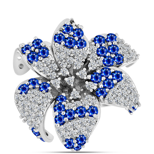 Silberring mit australischem blauem Saphir und weißem Topas