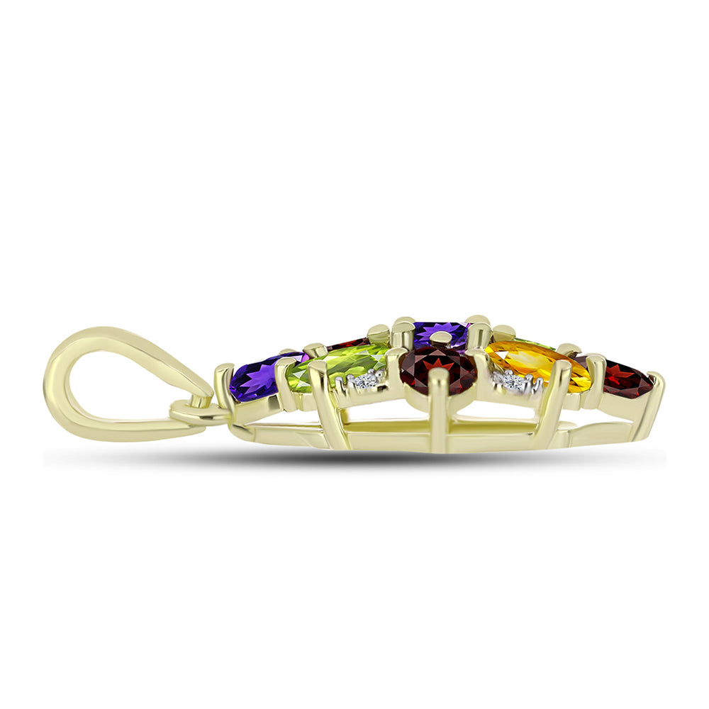 Goldplattierter Silberanhänger mit marokkanischem Amethyst und Zitrin aus dem Ural