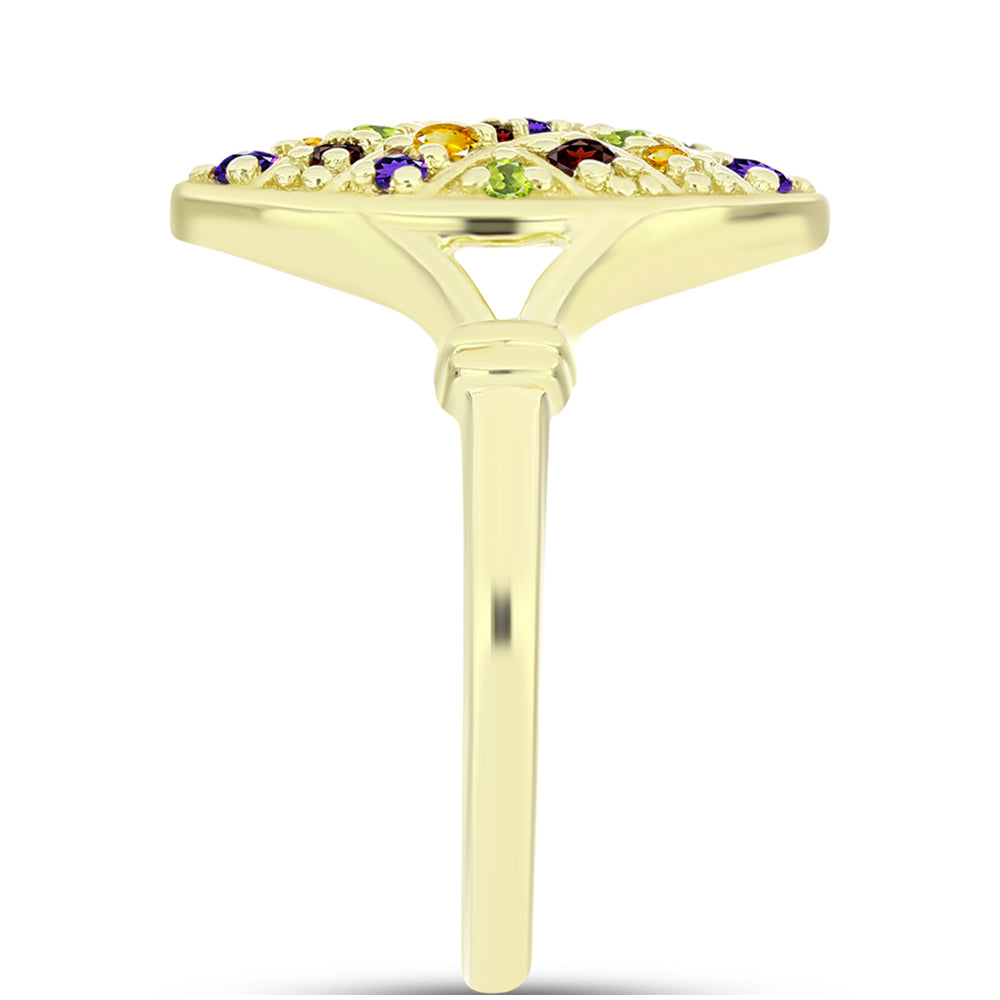 Goldplattierter Silberring mit marokkanischem Amethyst und Zitrin aus dem Ural