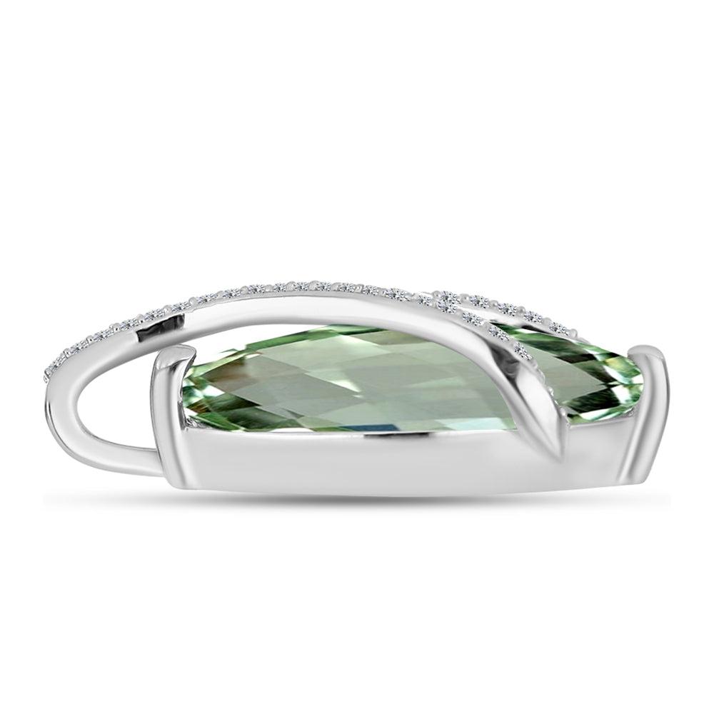 Silberanhänger mit grünem Amethyst und weißem Topas