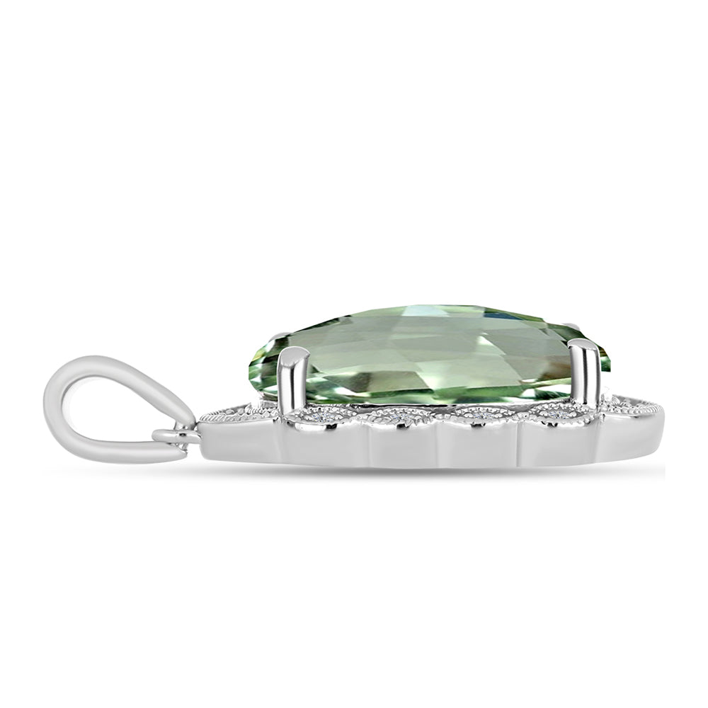 Silberanhänger mit grünem Amethyst und weißem Topas