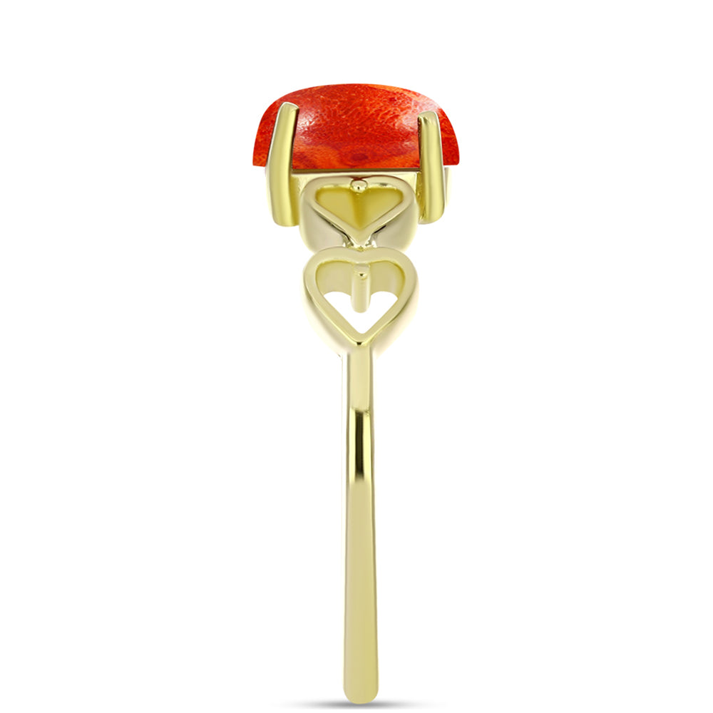 Goldplattierter Silberring mit roter Schwammkoralle
