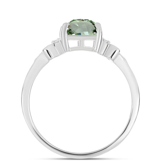 Silberring mit grünem Amethyst und weißem Topas
