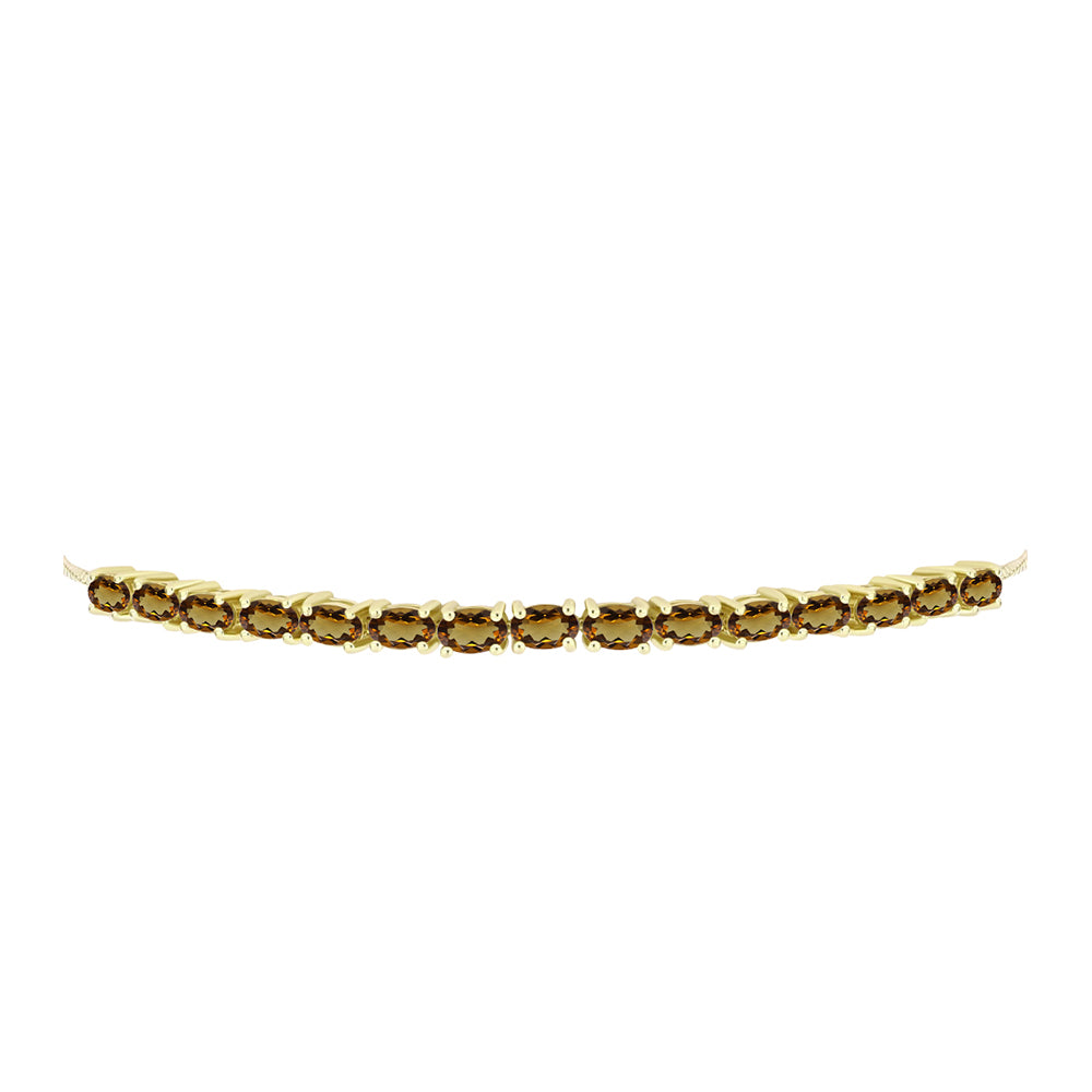 Goldplattiertes Silberarmband mit Cognac-Quarz