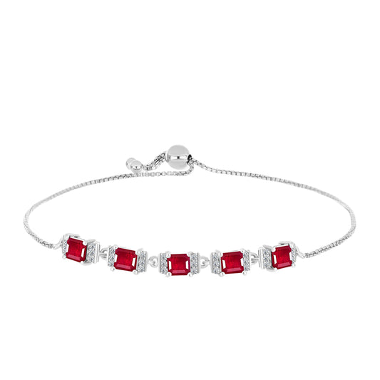 Silberarmband mit Rubin aus Madagaskar und weißem Topas