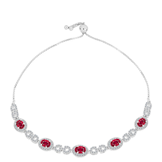Silberarmband mit Rubin aus Madagaskar und weißem Topas