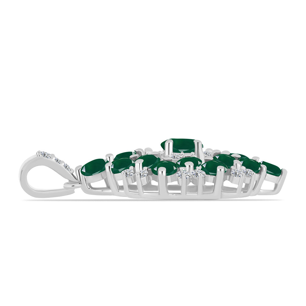 Silberanhänger mit grünem Chalcedon und weißem Topas