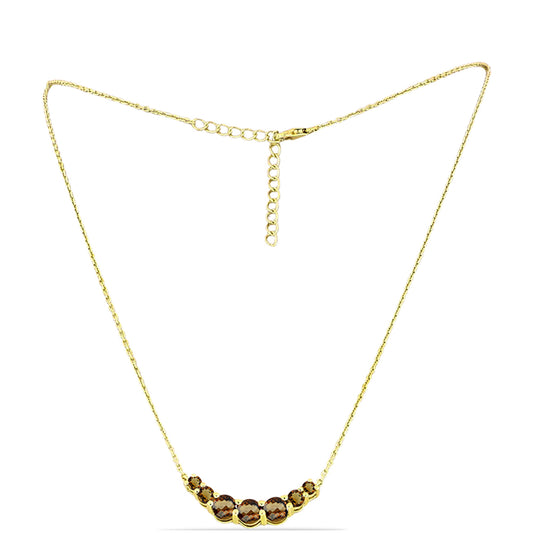 Goldplattierte Silberhalskette mit Cognac-Quarz