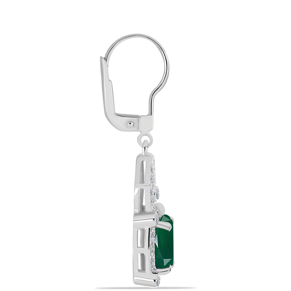 Silberohrringe mit grünem Chalcedon und weißem Topas