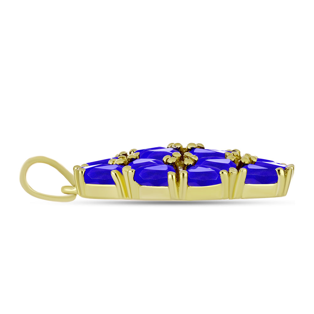 Goldplattierter Silberanhänger mit blauem Achat und weißem Topas