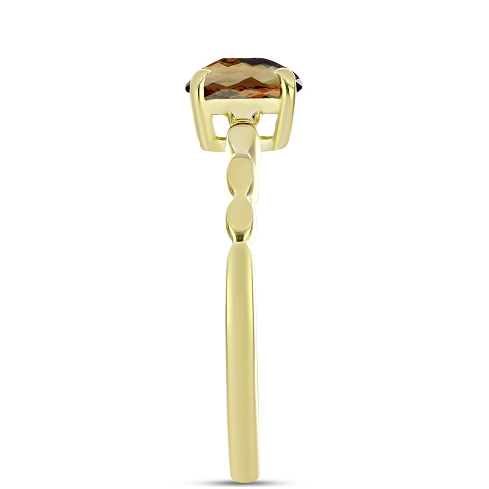 Goldplattierter Silberring mit Cognac-Quarz