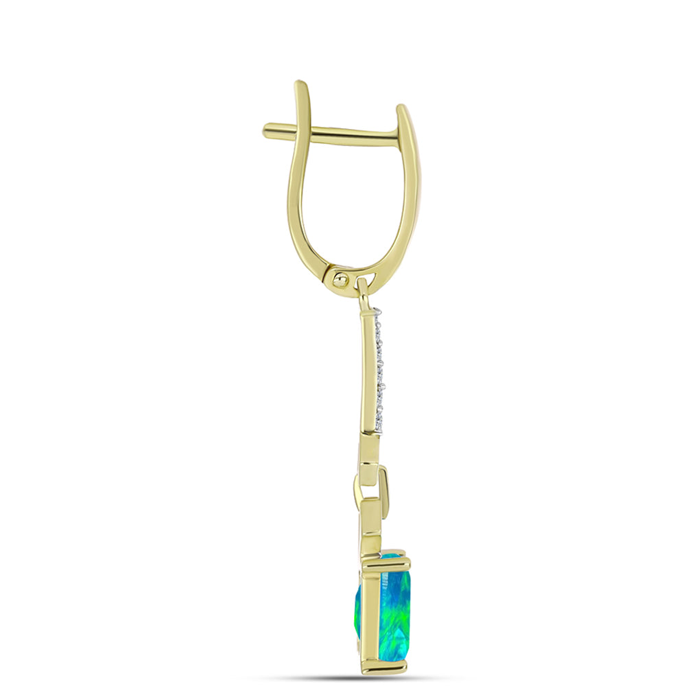 Goldplattierte Silberohrringe mit äthiopischem Paraiba-Blauopal und weißem Topas