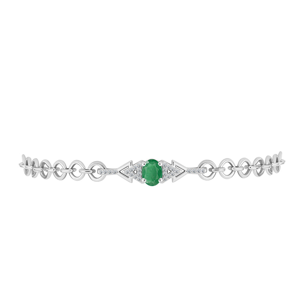 Silberarmband mit brasilianischem Smaragd und weißem Topas