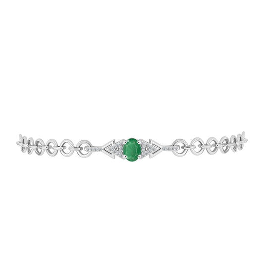 Silberarmband mit brasilianischem Smaragd und weißem Topas