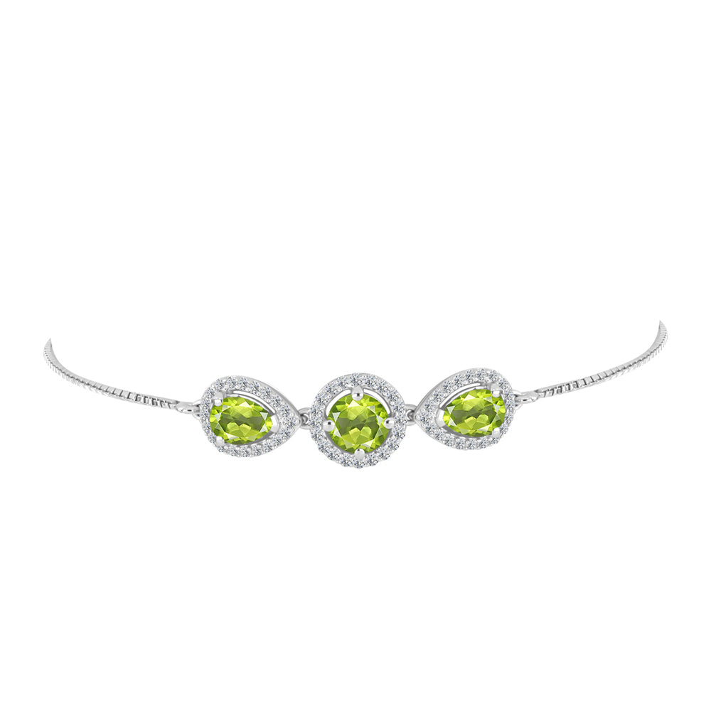 Silberarmband mit Peridot aus Changbai und weißem Topas