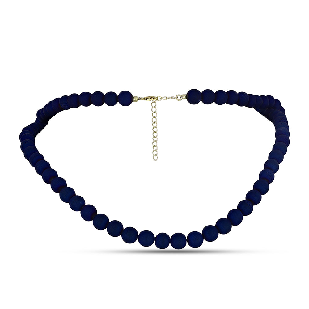 Goldplattierte Silberhalskette mit blauer Druse
