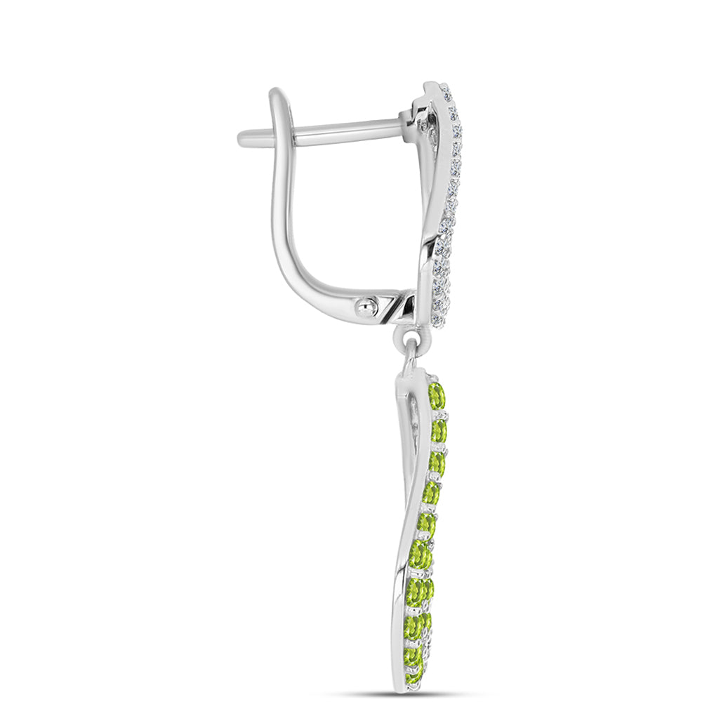 Silberohrringe mit Peridot aus Changbai und weißem Topas