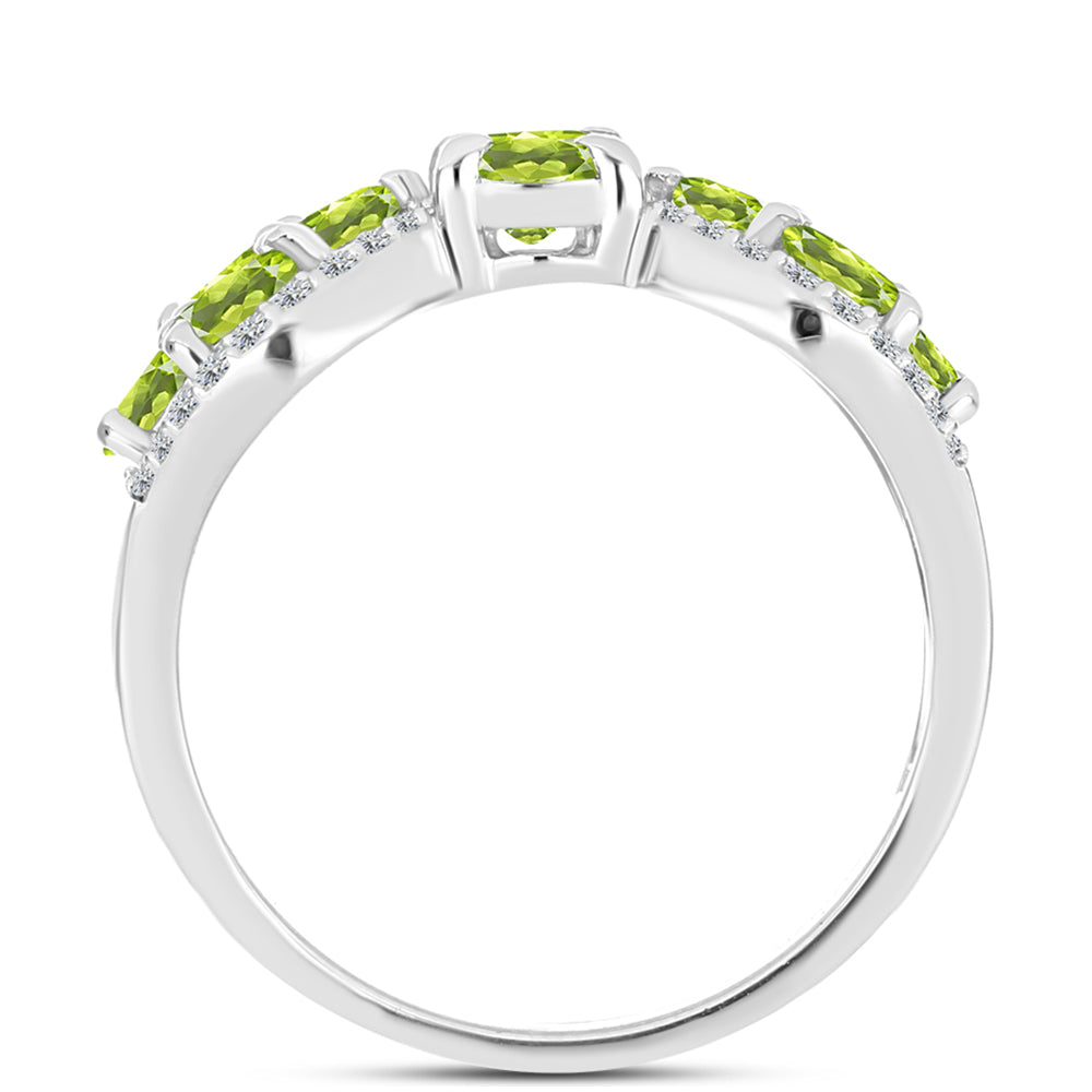 Silberring mit Peridot aus Changbai und weißem Topas
