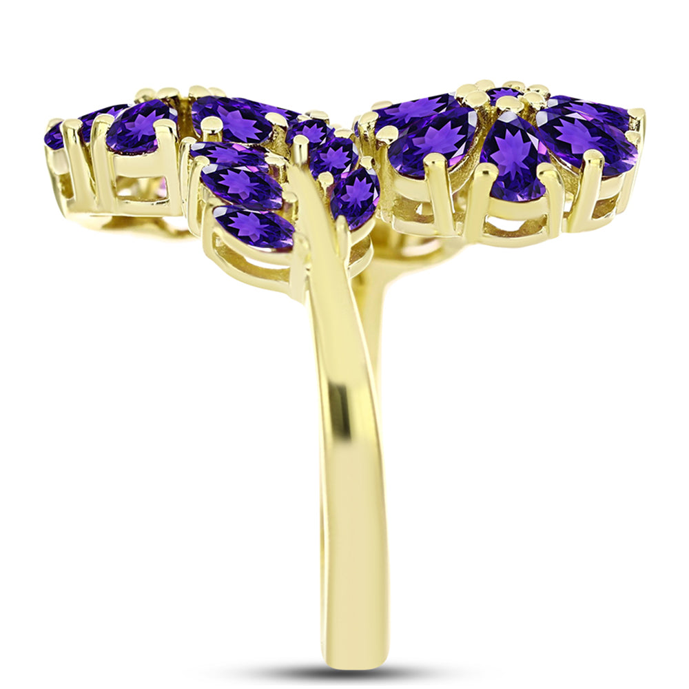 Goldplattierter Silberring mit marokkanischem Amethyst