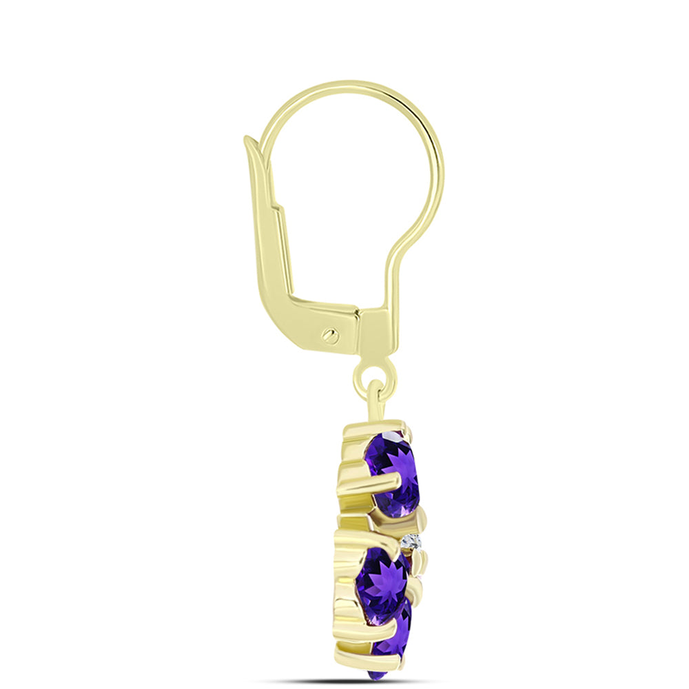 Goldplattierte Silberohrringe mit marokkanischem Amethyst und weißem Topas