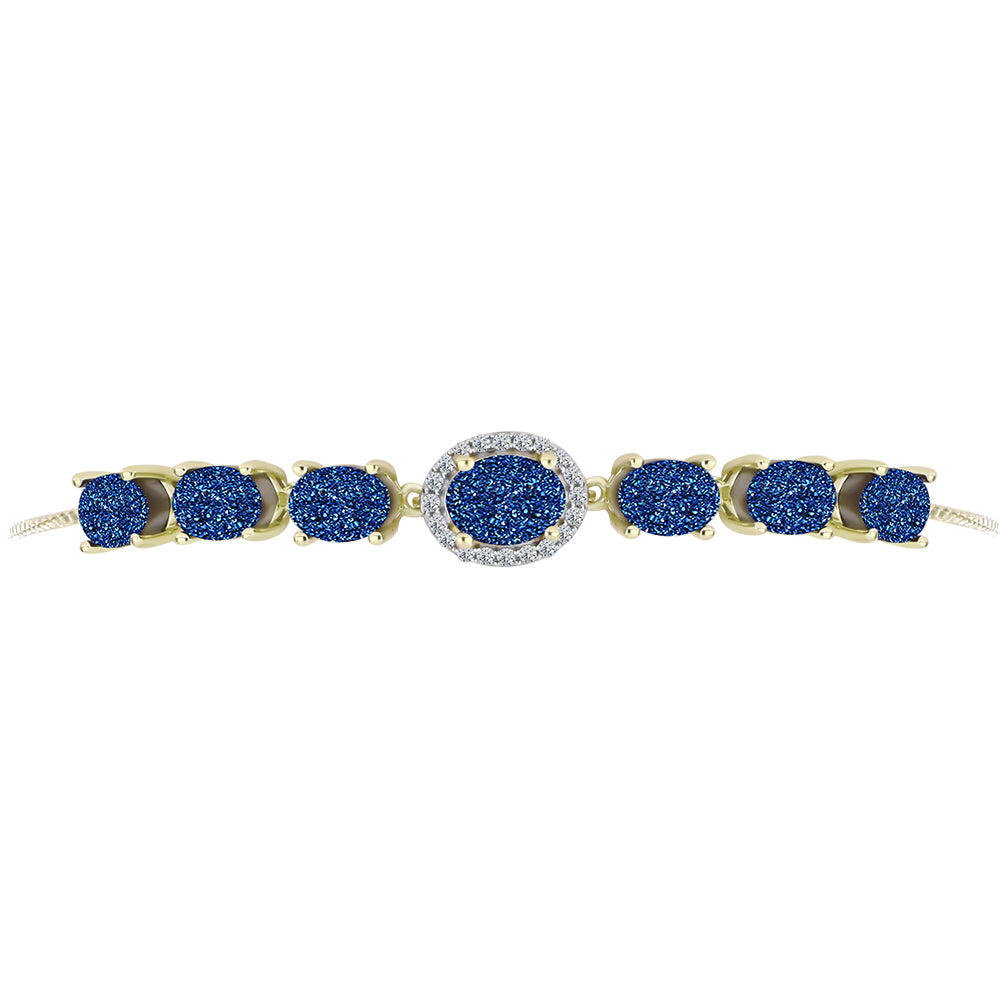 Goldplattiertes Silberarmband mit blauer Druse und weißem Topas