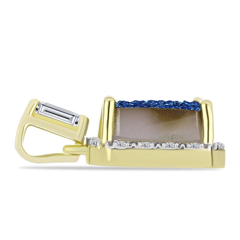 Goldplattierter Silberanhänger mit blauer Druse und weißem Topas