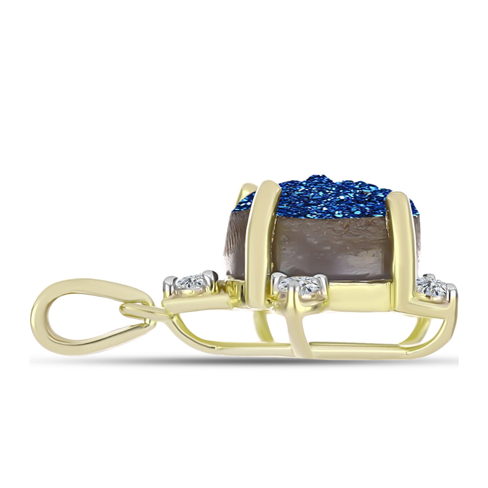 Goldplattierter Silberanhänger mit blauer Druse und weißem Topas