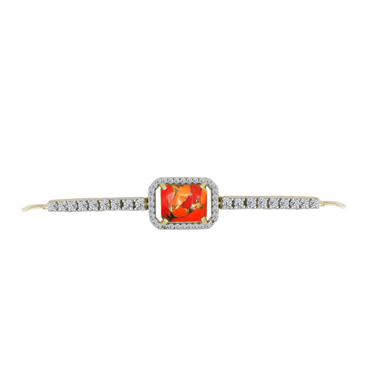 Goldplattiertes Silberarmband mit Mohave-Türkis und weißem Topas