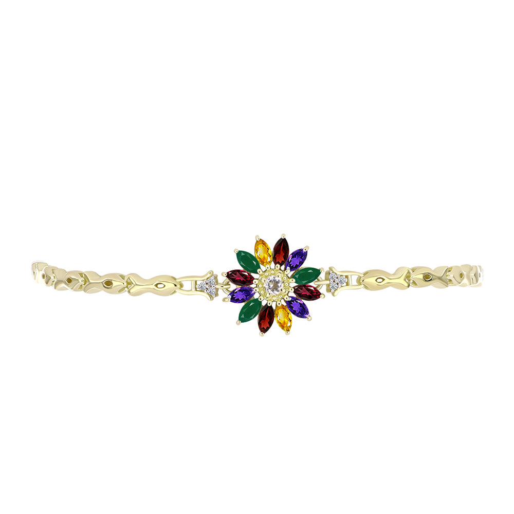 Goldplattiertes Silberarmband mit marokkanischem Amethyst und Zitrin aus dem Ural