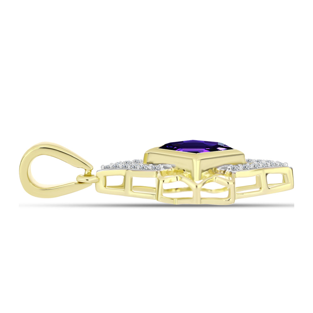 Goldplattierter Silberanhänger mit marokkanischem Amethyst und weißem Topas