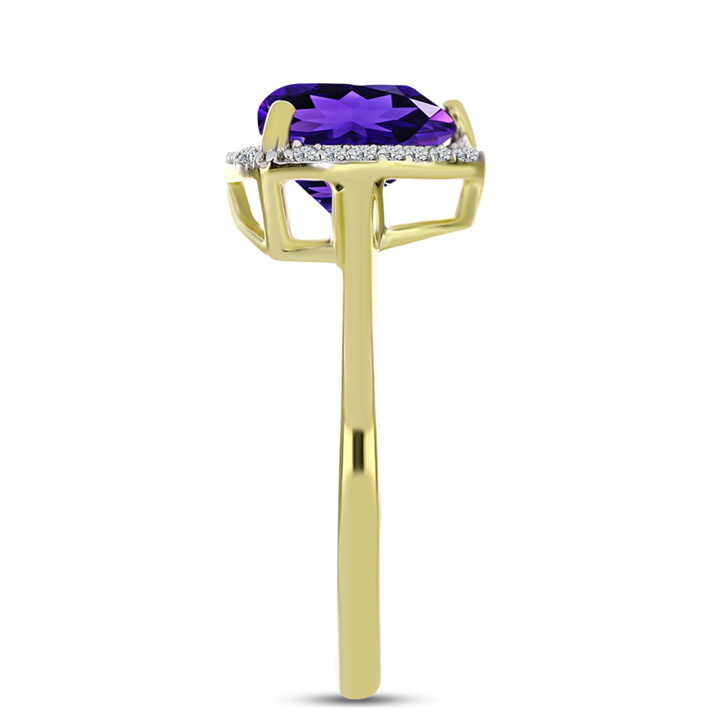 Goldplattierter Silberring mit marokkanischem Amethyst und weißem Topas
