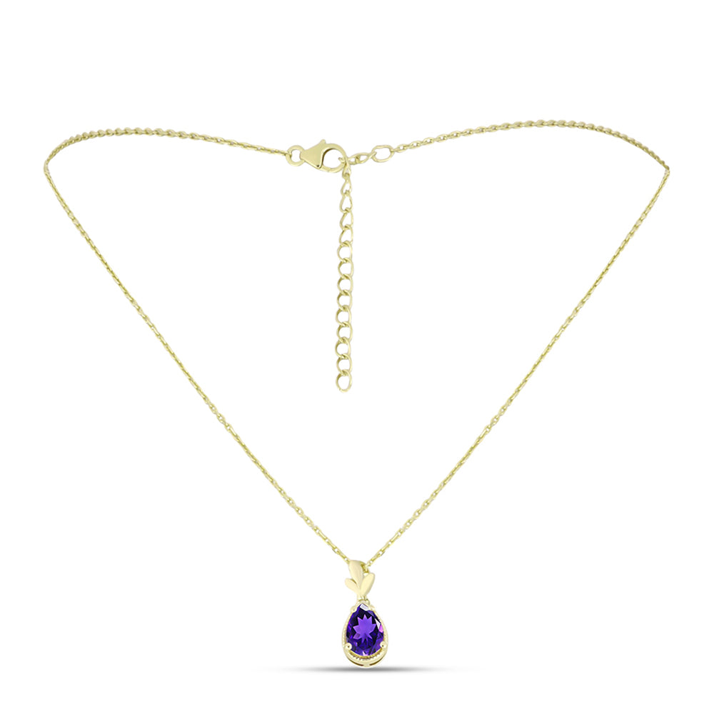 Goldplattierte Silberhalskette mit marokkanischem Amethyst