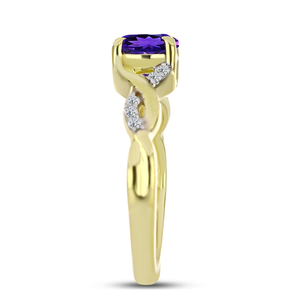 Goldplattierter Silberring mit marokkanischem Amethyst und weißem Topas