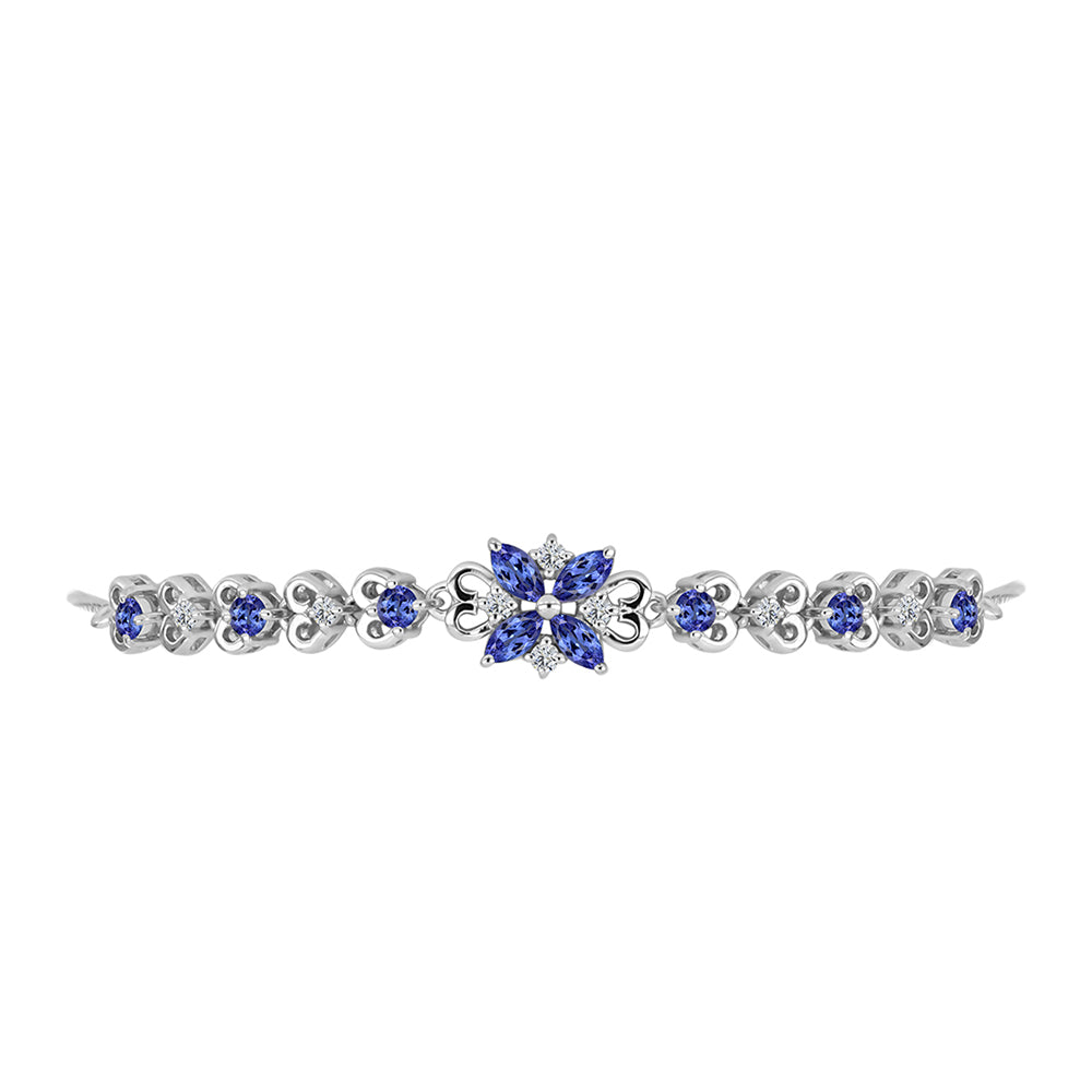 Silberarmband mit Tansanit - Klasse AAA