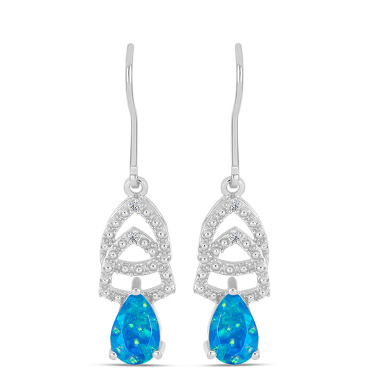 Silberohrringe mit äthiopischem Paraiba-Blauopal und weißem Topas