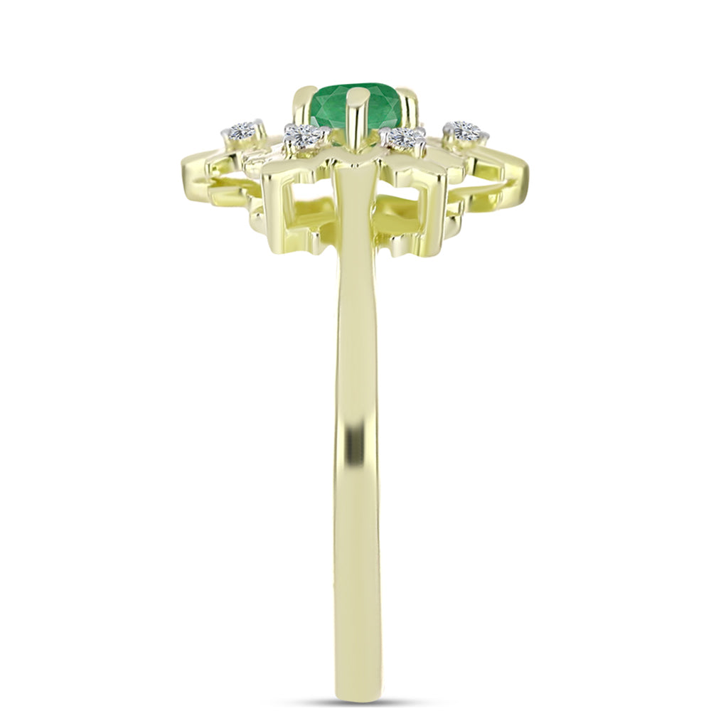 Goldplattierter Silberring mit brasilianischem Smaragd und weißem Topas