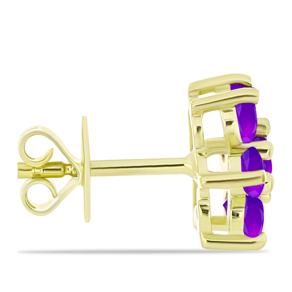 Goldplattierte Silberohrringe mit lila Achat