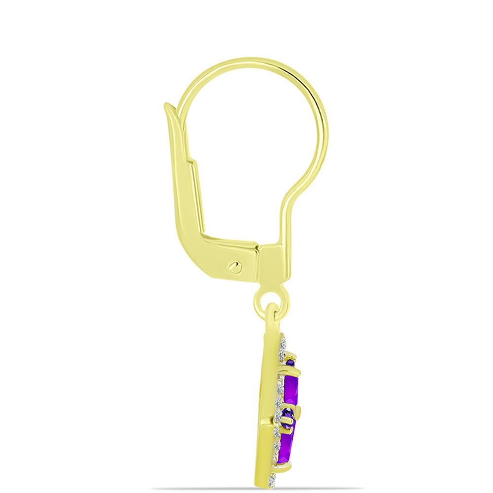 Goldplattierte Silberohrringe mit lila Achat und marokkanischem Amethyst