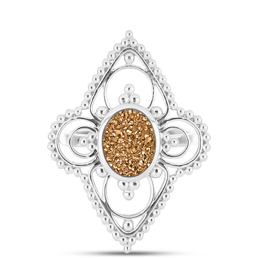 Silberring mit goldfarbener Druse
