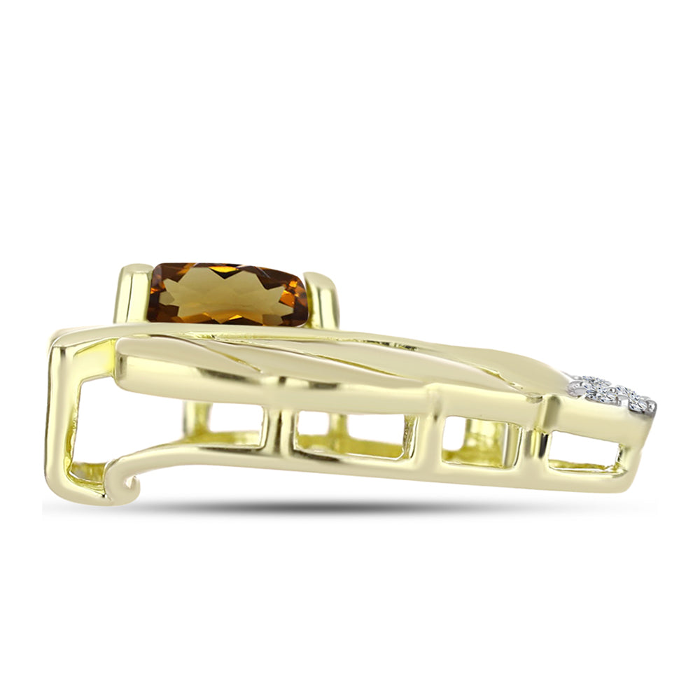 Goldplattierter Silberanhänger mit Cognac-Quarz und weißem Topas