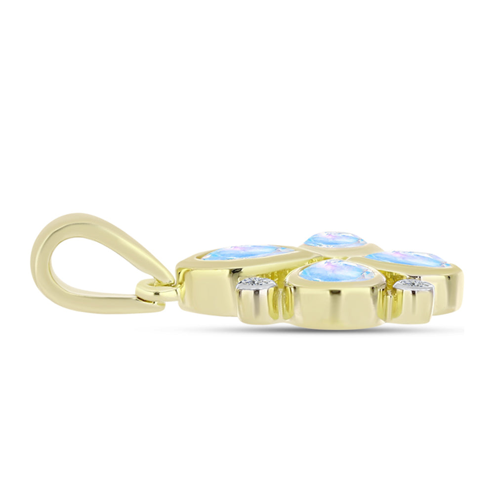 Goldplattierter Silberanhänger mit Regenbogenmondstein